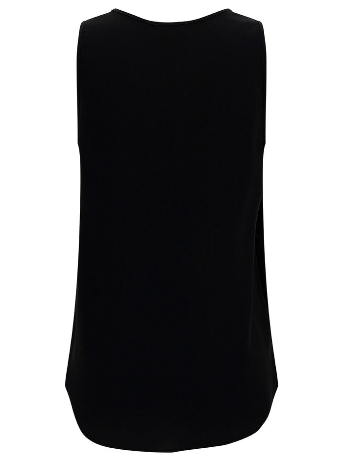 Black Tank Top with Plunging U Neckline in Polyamide Woman Tops