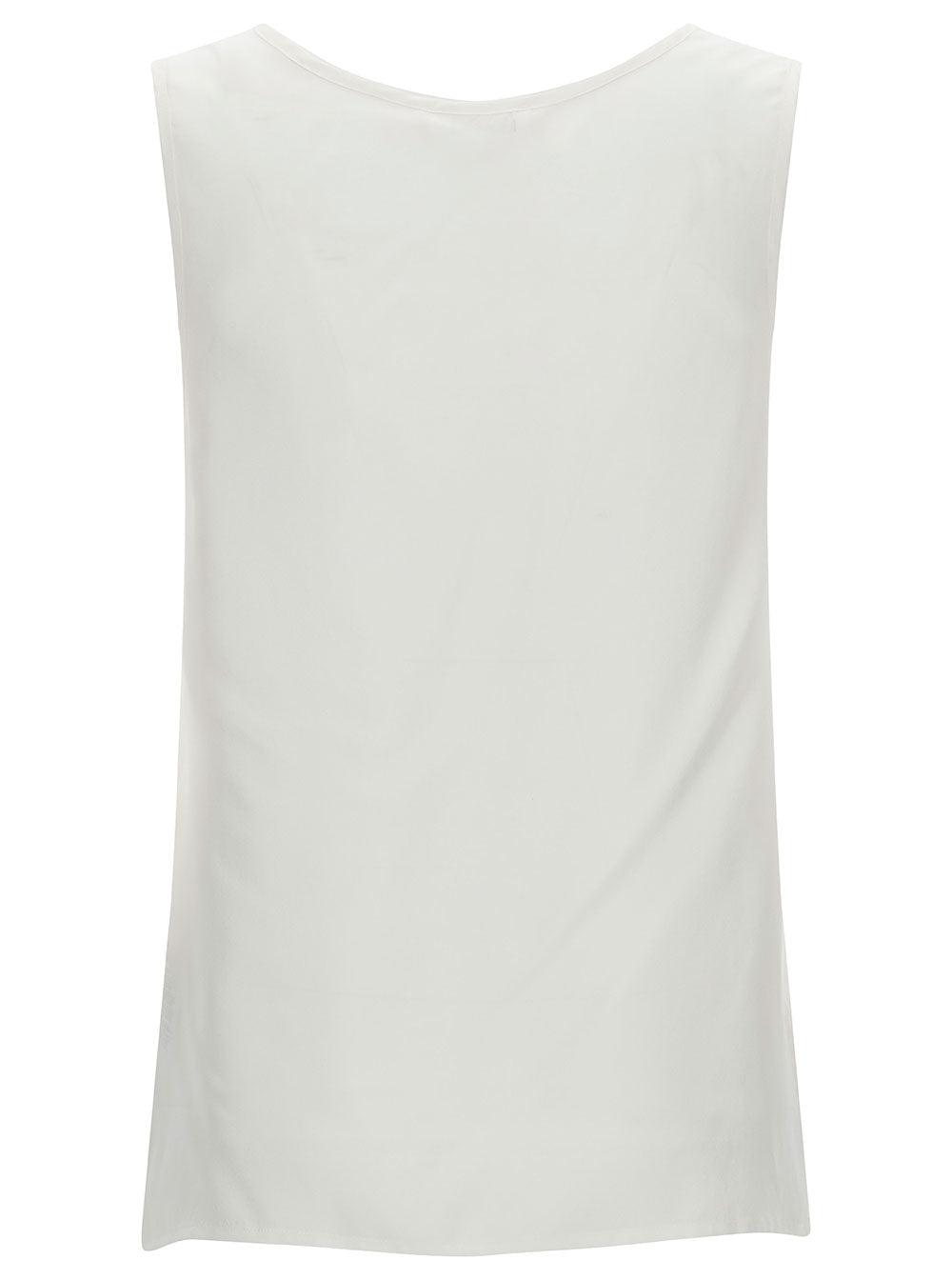 White Tank Top with Plunging U Neckline in Polyamide Woman Silk Tops