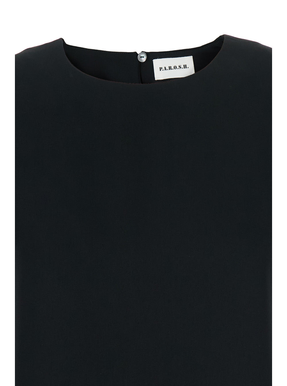 Black Crewneck Blouse with Rear Button Closure in Cady Woman Shirts And Blouses