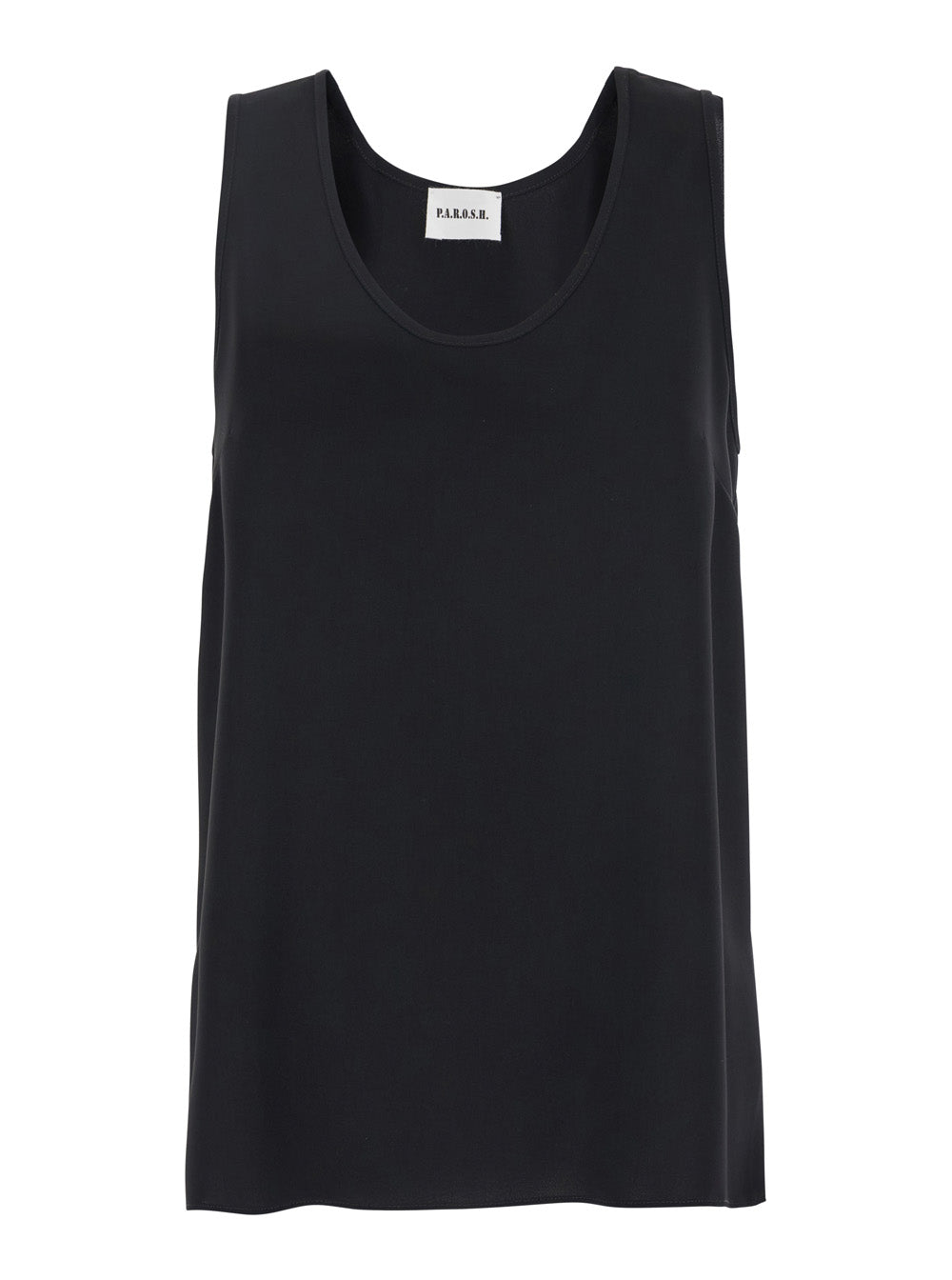 Black Sleeveless Top with Round Neck in Tech Fabric Woman Polyester Tops