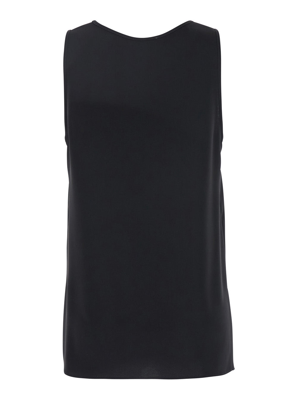 Black Sleeveless Top with Round Neck in Tech Fabric Woman Polyester Tops