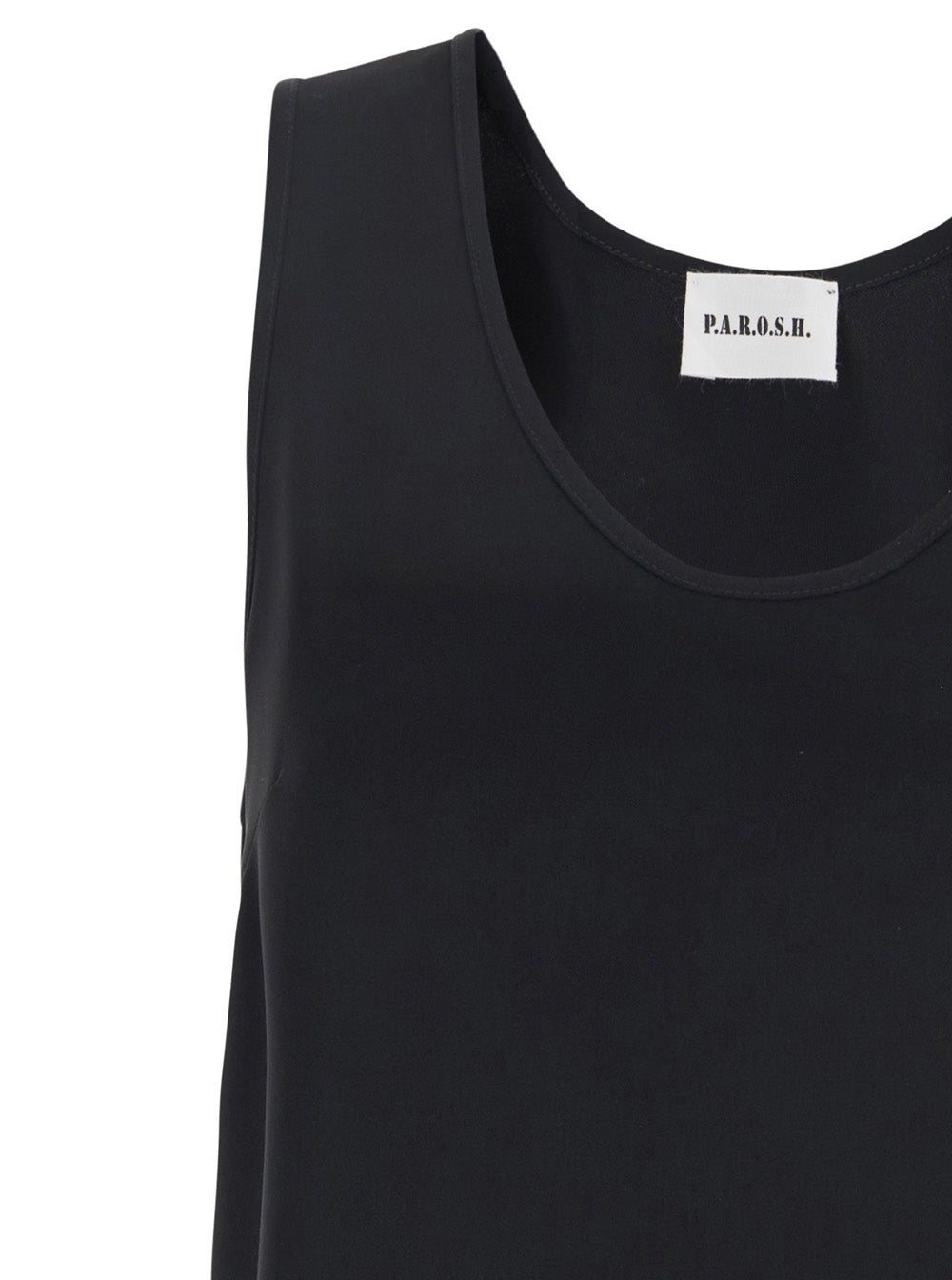 Black Sleeveless Top with Round Neck in Tech Fabric Woman Polyester Tops