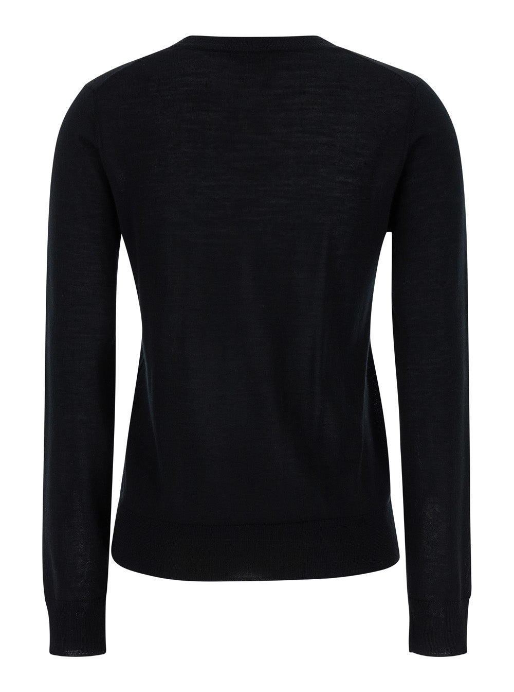 Black Crewneck Long Sleeve Sweater in Fabric Woman Jersey