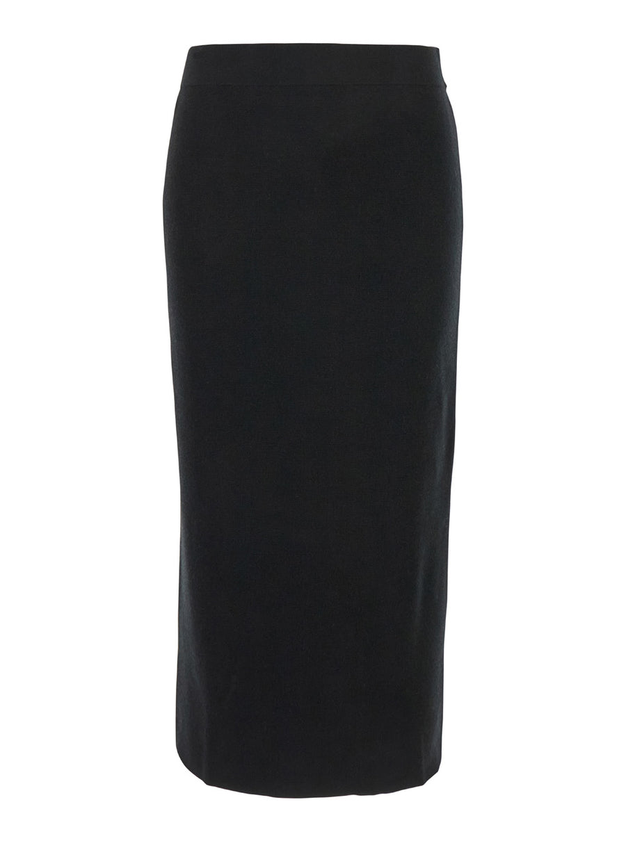 Black Wool And Cashmere Stretch Skirt