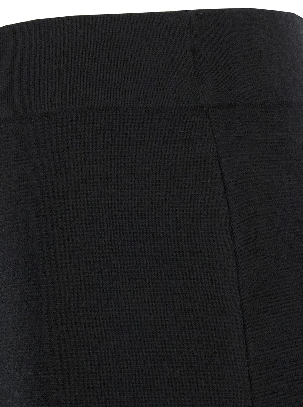 Black Skirt with High Elastic Waist and Straight Hem in Wool Cashmere Stretch Woman