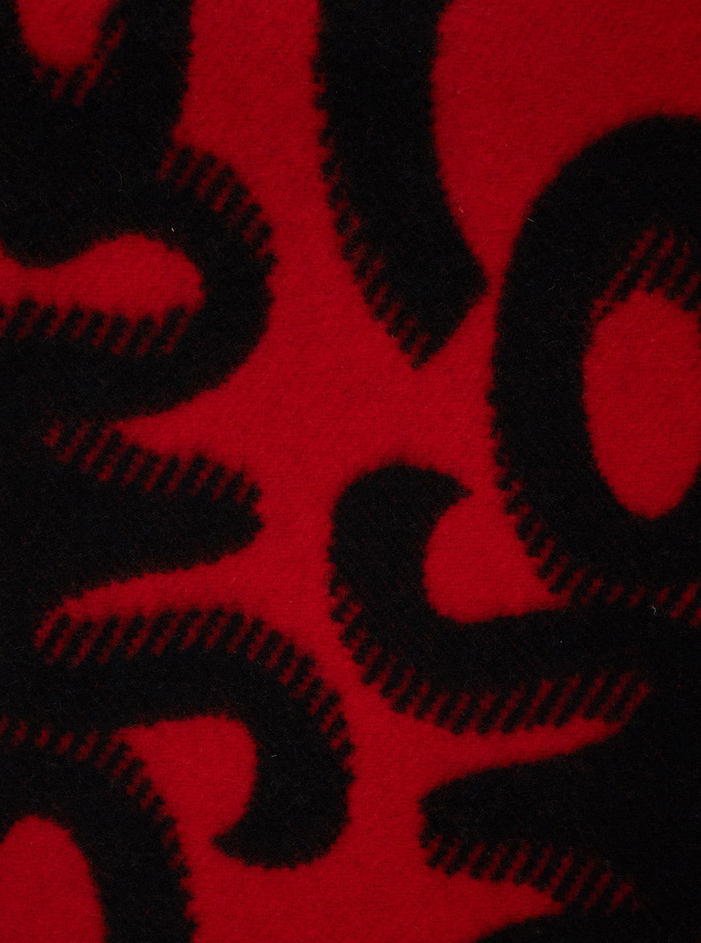 Red Blanket with Logo Patch and Zig Zag Print Design in Wool Cashmere Blend Woman Kashmir Blankets