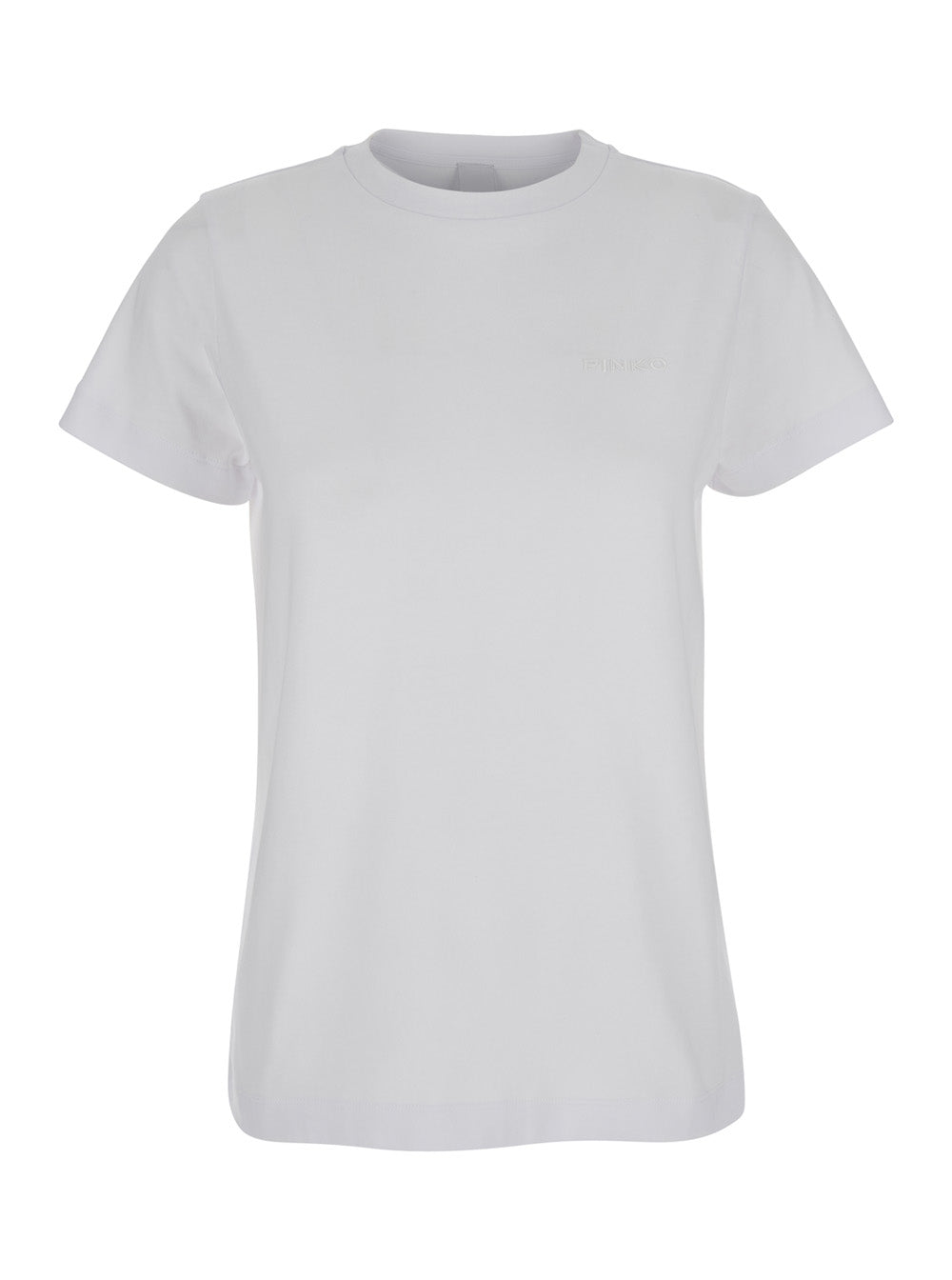 Start White Crewneck T-Shirt With Tonal Logo Lettering On The Front Cotton Woman Tshirts And Polo Shirts