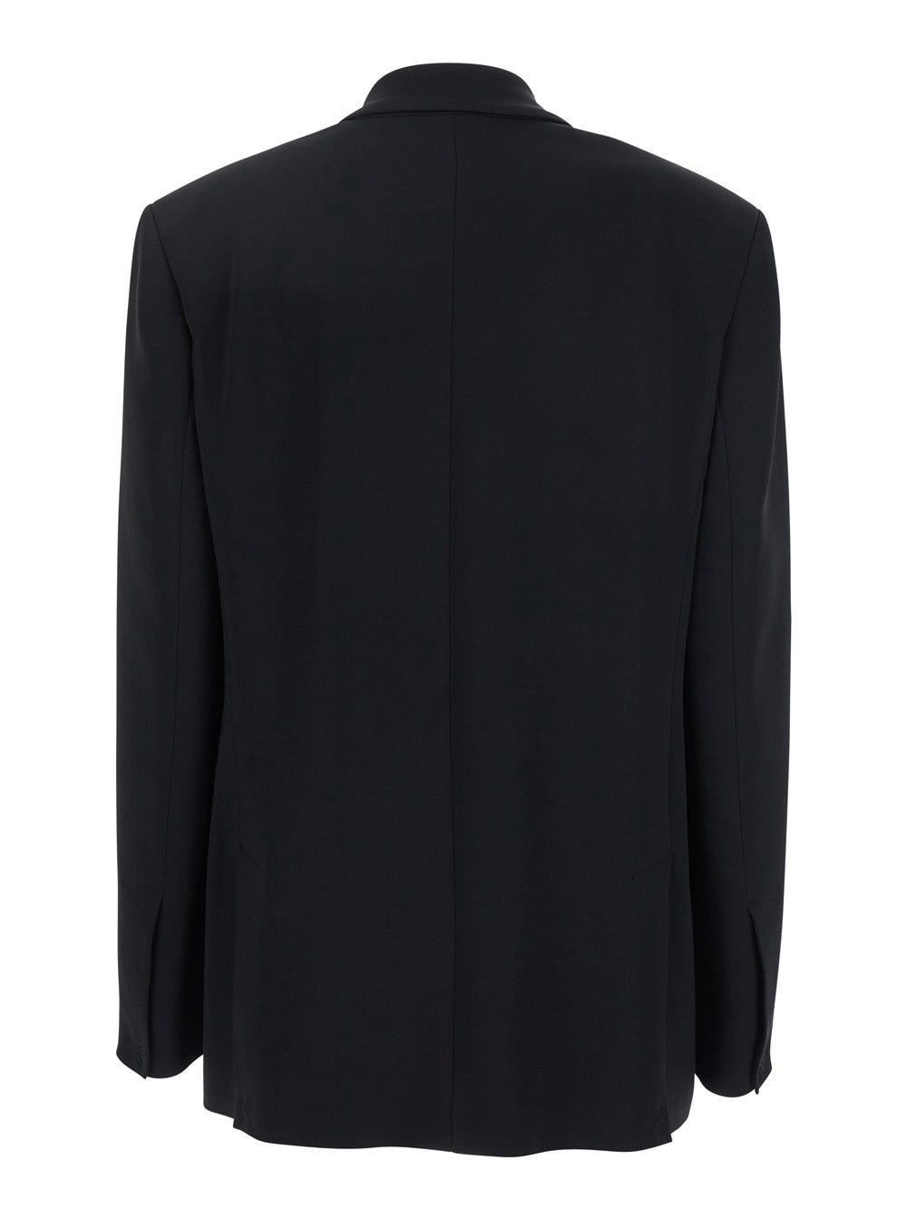 Faraona Black Single-Breasted Jacket With Peak Revers Viscose Stretch Woman Elastane Blazers