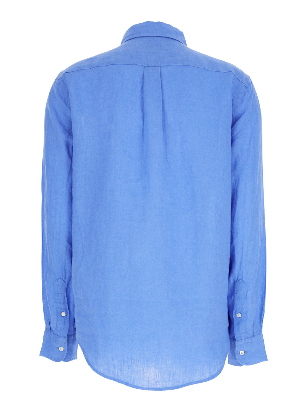 Light-Blue Shirt With Pony Detail On The Front Linen Woman Light Blue And Blouses