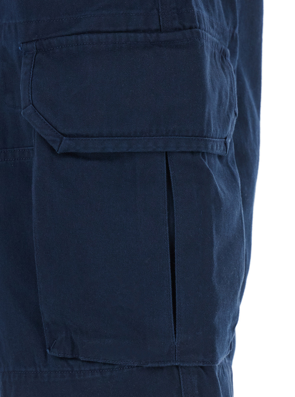 Blue Shorts With Belt Loops And Logo Patch On The Back Cotton Man Blu Bermuda