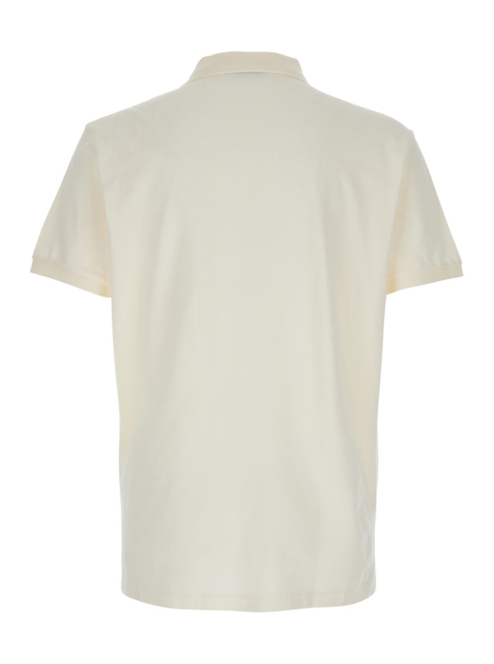 Custom Slim Fit White Polo Shirt with Large Pony Detail on the Front in Cotton Piquet Man Tshirts And