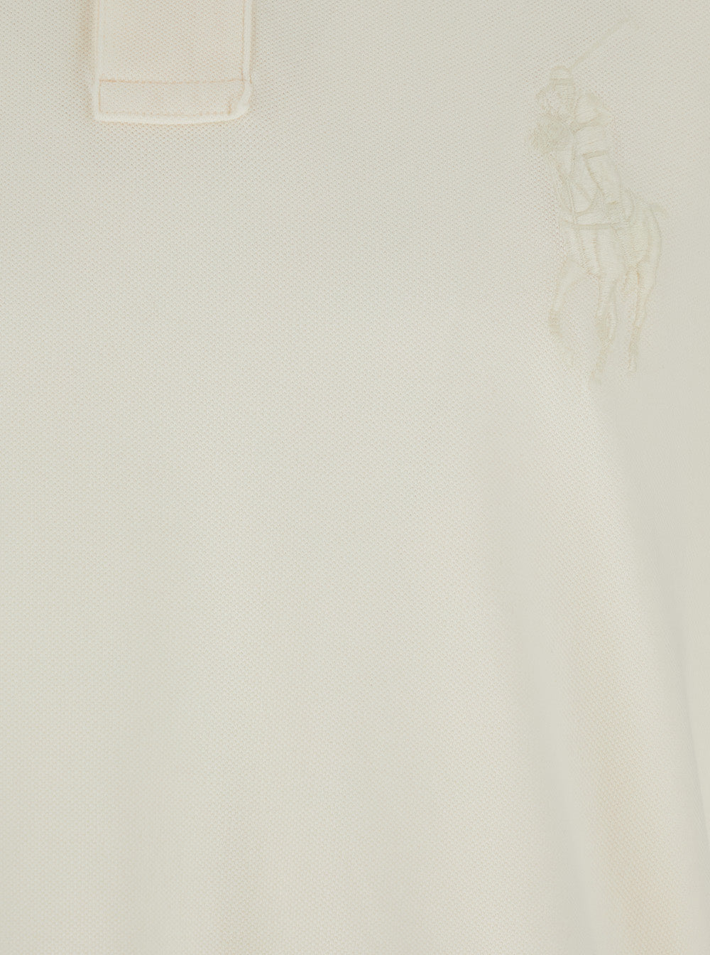 Custom Slim Fit White Polo Shirt with Large Pony Detail on the Front in Cotton Piquet Man Tshirts And