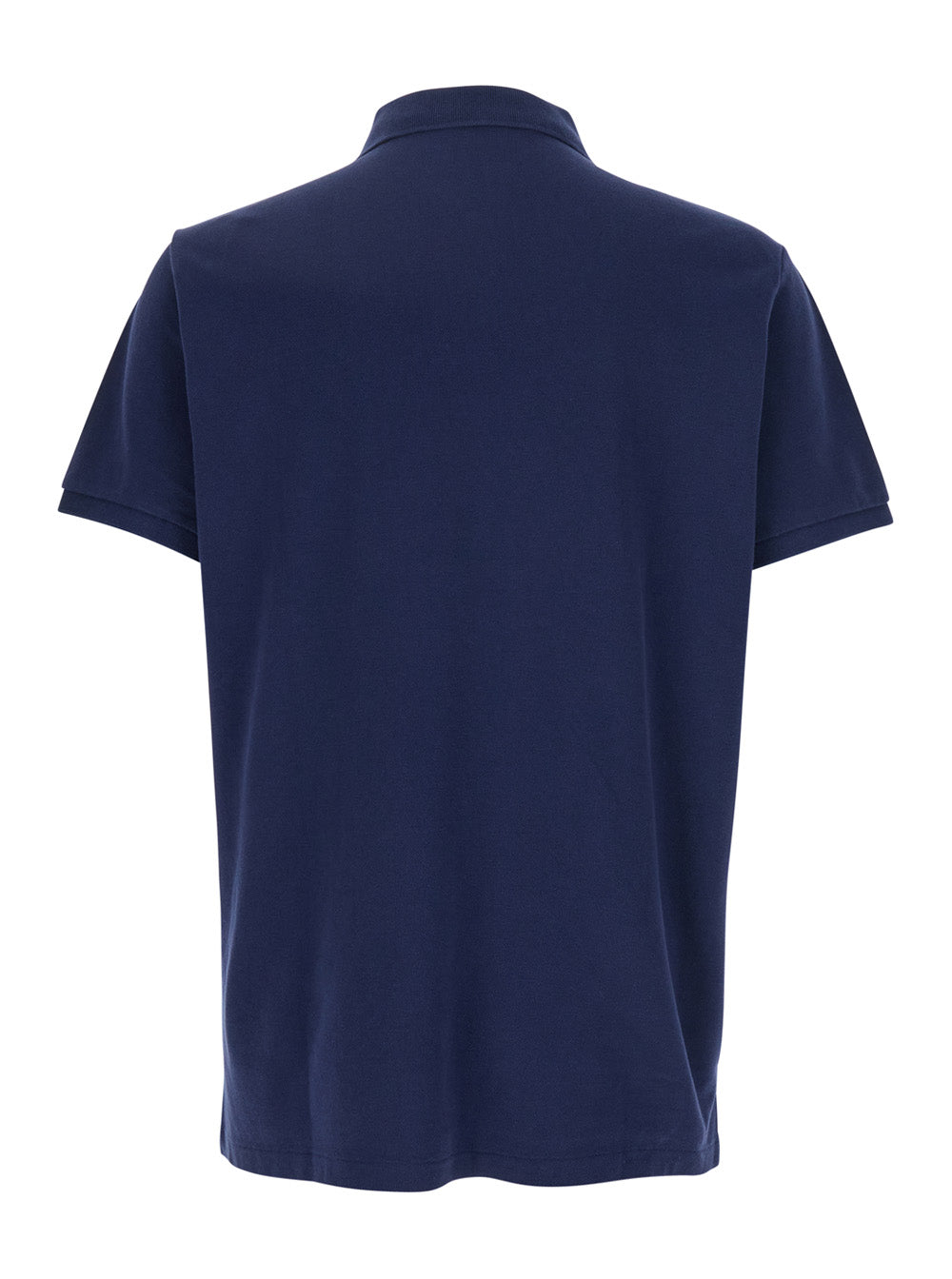 Blue Polo Shirt with Large Pony Detail on the Front in Cotton Piquet Man Blu Tshirts And