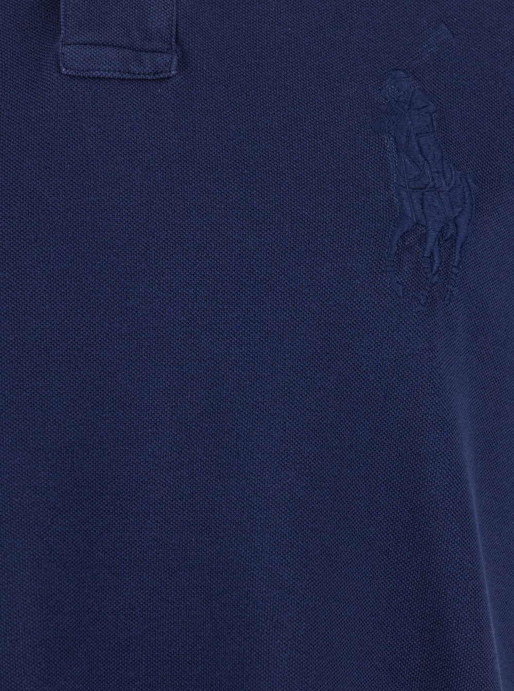 Blue Polo Shirt with Large Pony Detail on the Front in Cotton Piquet Man Blu Tshirts And