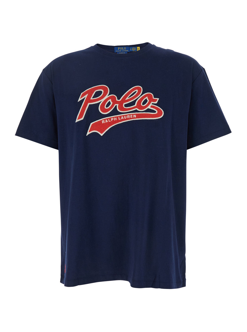 Blue Crewneck T-Shirt With Logo Print On The Front Cotton Man Blu Tshirts And Polo Shirts