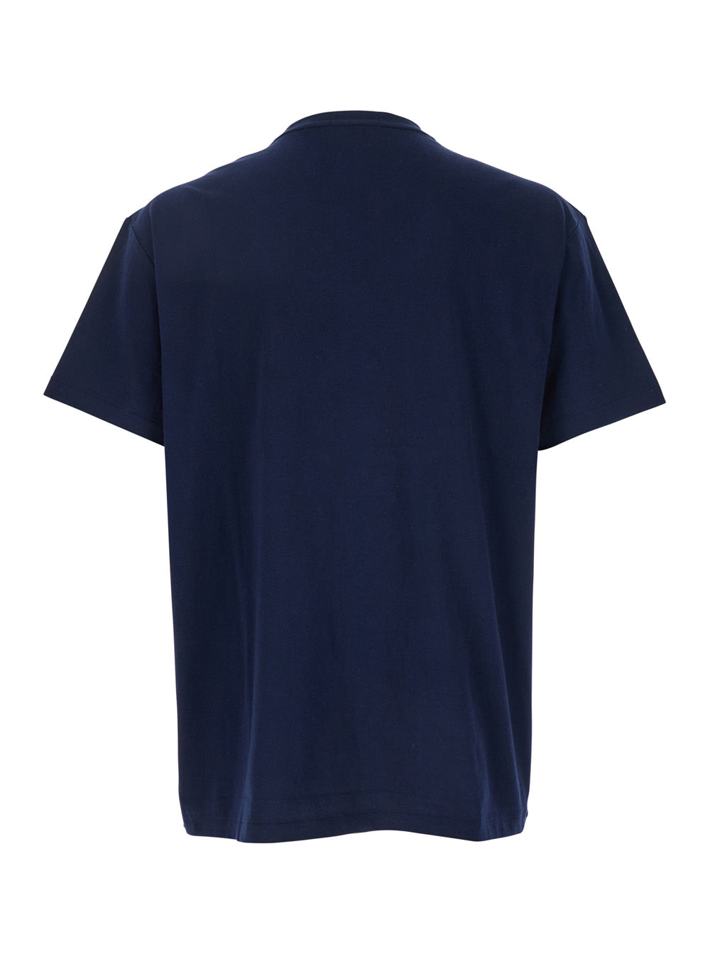 Blue Crewneck T-Shirt With Logo Print On The Front Cotton Man Blu Tshirts And Polo Shirts