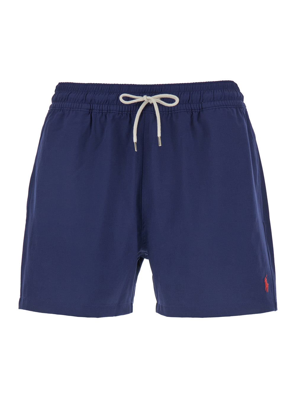 Blue Swim Shorts With Elasticated Waist And Embroidered Pony Logo On The Front Fabric Man Blu Beachwear