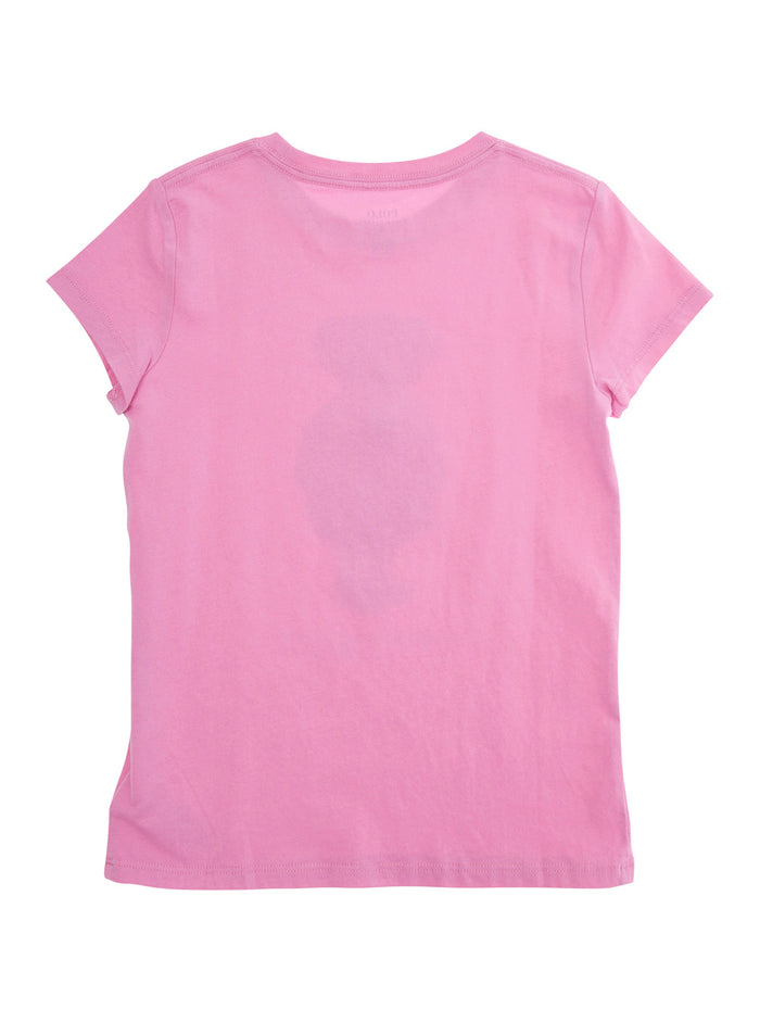 Fuchsia T-Shirt With Polo Bear Printed On The Front Cotton Girl Fuxia Tshirts And Shirts
