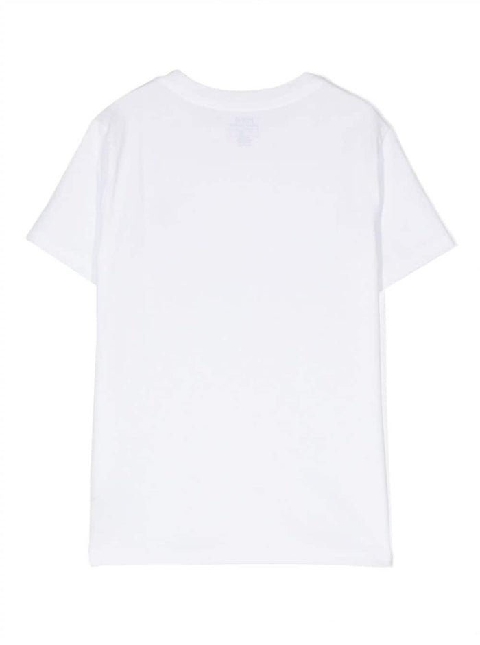 White T-Shirt With Logo Cotton Boy Tshirts And Polo Shirts
