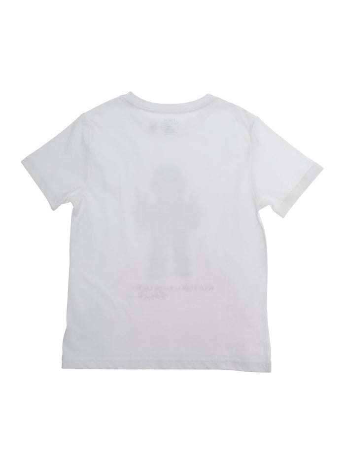 White Crewneck T-Shirt With Maxi Logo Print On The Front And Lettering Cotton Boy Tshirts Polo Shirts