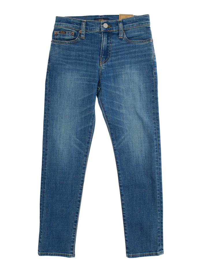 Sullivan Blue Jeans With Belt Loops And Logo Patch On The Rear Denim Boy Blu