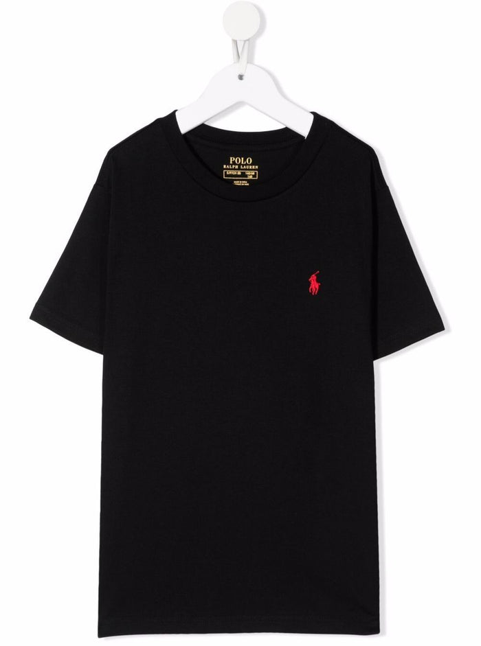 Polo Ralph Lauren Boy Black Cotton T-Shirt With Logo Tshirts And Shirts