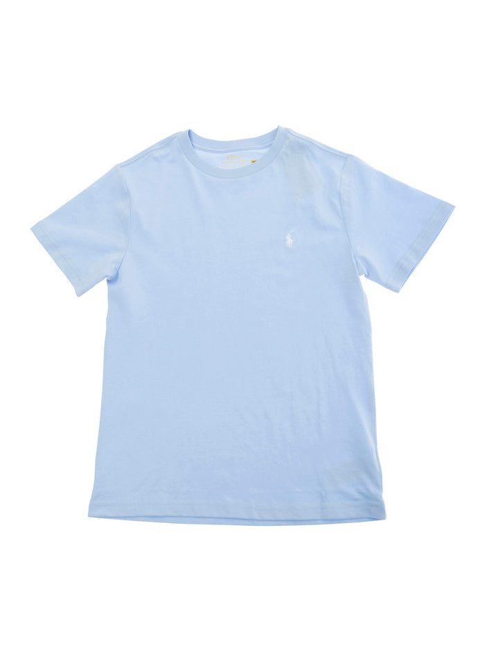 Light Blue T-Shirt With Pony Logo Embroidered On The Front Cotton Boy Tshirts And Polo Shirts