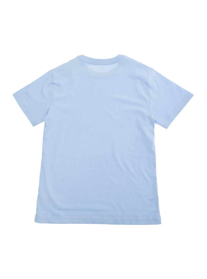 Light Blue T-Shirt With Pony Logo Embroidered On The Front Cotton Boy Tshirts And Polo Shirts