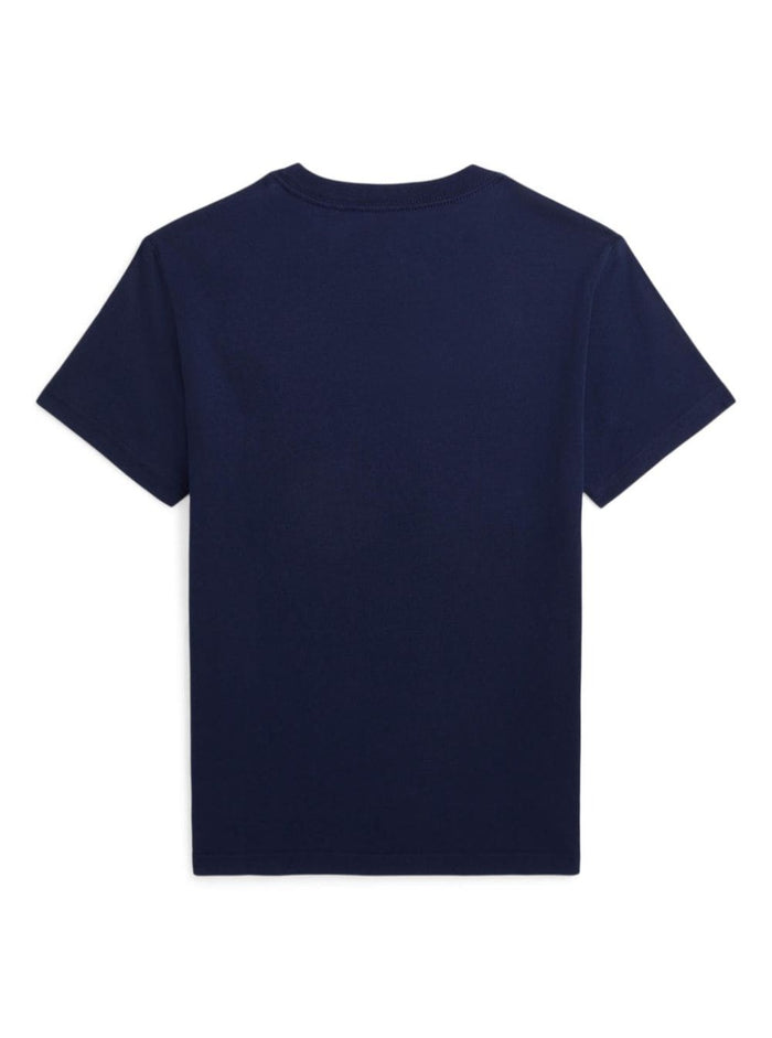Blue T-Shirt With Teddy Bear Cotton Boy Blu Tshirts And Polo Shirts