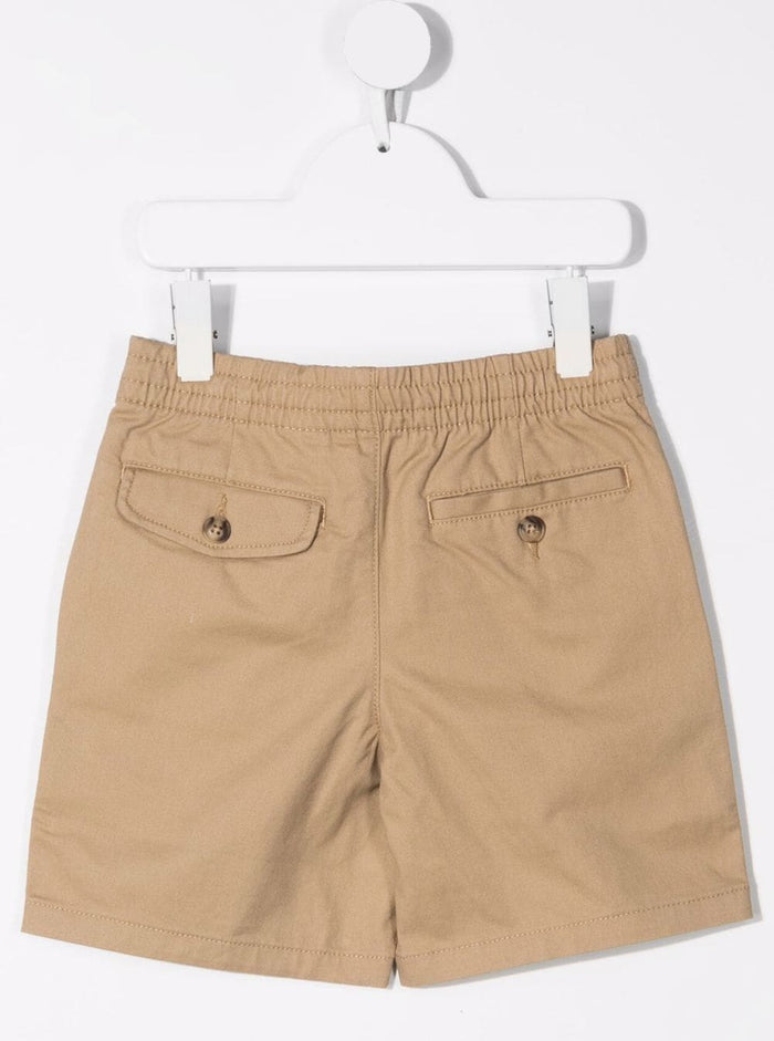 Beige Shorts With Pockets Stretch Cotton Boy Elastane And Bermuda