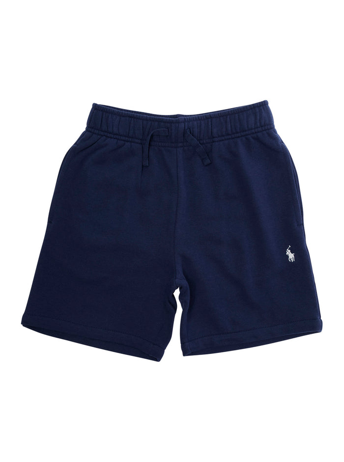 Blue Shorts With Elastic Drawstring Waist And Pony Embroidery On The Front Cotton Blend Boy Blu Polyester Bermuda