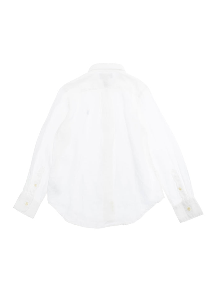 White Shirt With Pony Logo Embroidered On The Front Linen Boy And Blouses
