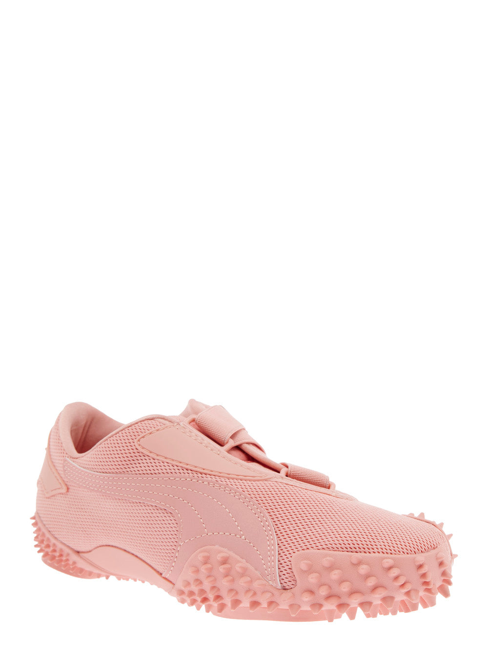 Mostro Pink Low Top Sneakers With Embossed Logo On Side And Heel Mesh Unisex Textile
