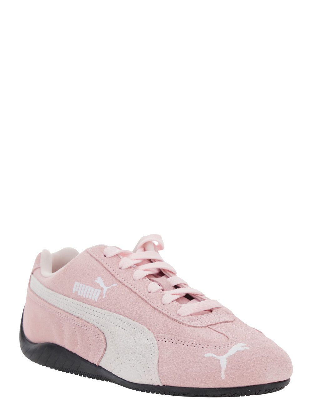 Speedcat Pink Sneakers with Logo Print on the Side and Lettering in Suede Unisex Leather
