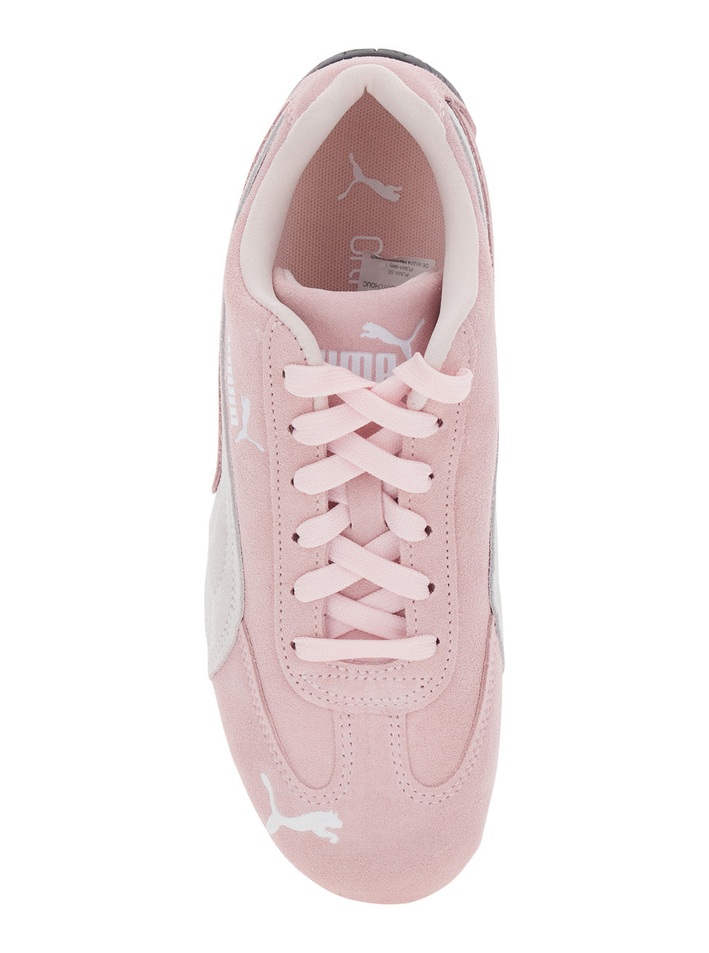 Speedcat Pink Sneakers with Logo Print on the Side and Lettering in Suede Unisex Leather