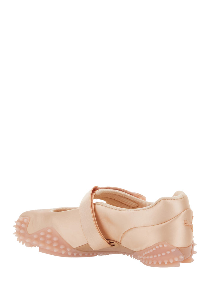 Mostro Pink Flats with Tread Sole and Logo on the Back in Fabric Unisex Textile Ballerinas