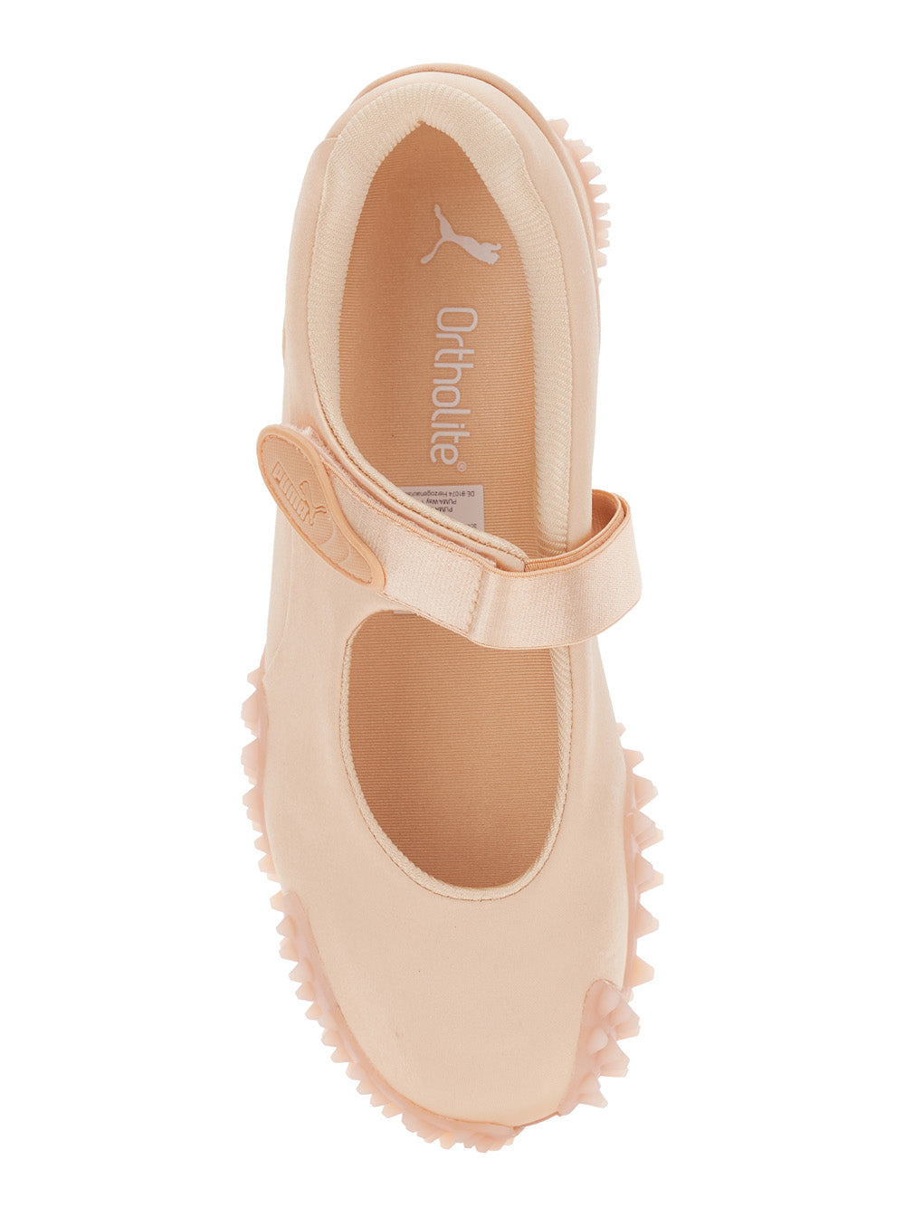 Mostro Pink Flats with Tread Sole and Logo on the Back in Fabric Unisex Textile Ballerinas