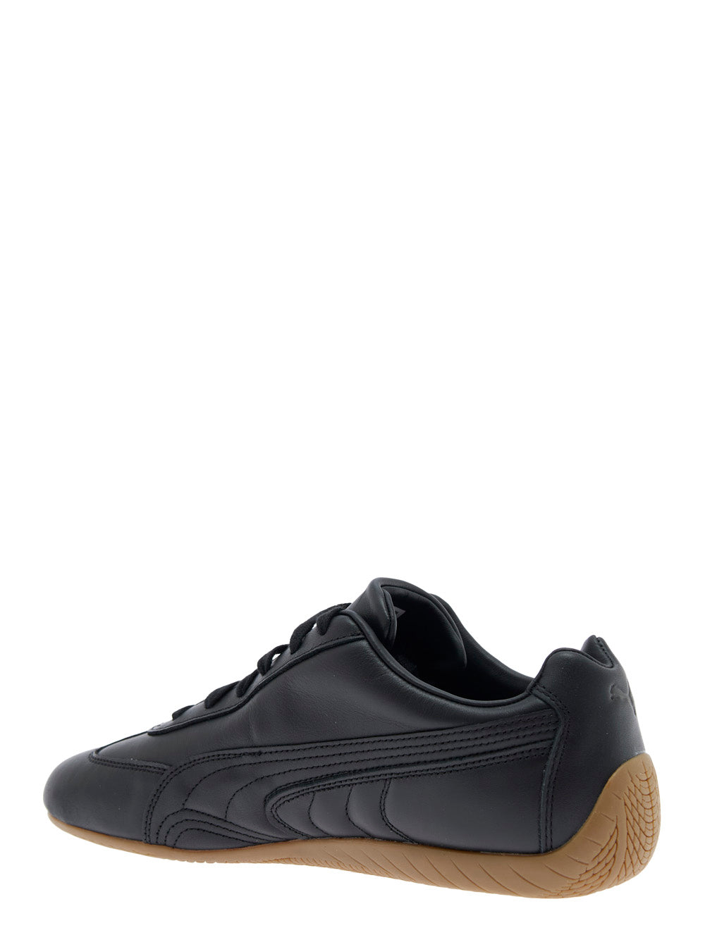 Speedcat Black Low Top Sneakers With Embossed Logo On The Tongue And Contrasting Sole Leather Unisex