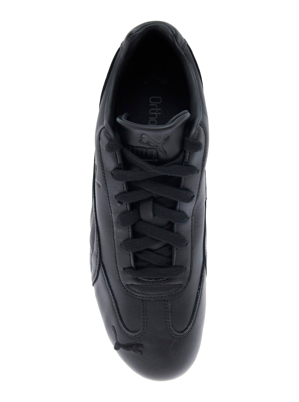 Speedcat Black Low Top Sneakers With Embossed Logo On The Tongue And Contrasting Sole Leather Unisex