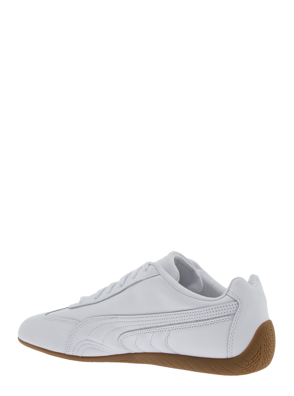 Speedcat White Low Top Sneakers With Embossed Logo On The Tongue And Contrasting Sole Leather Unisex