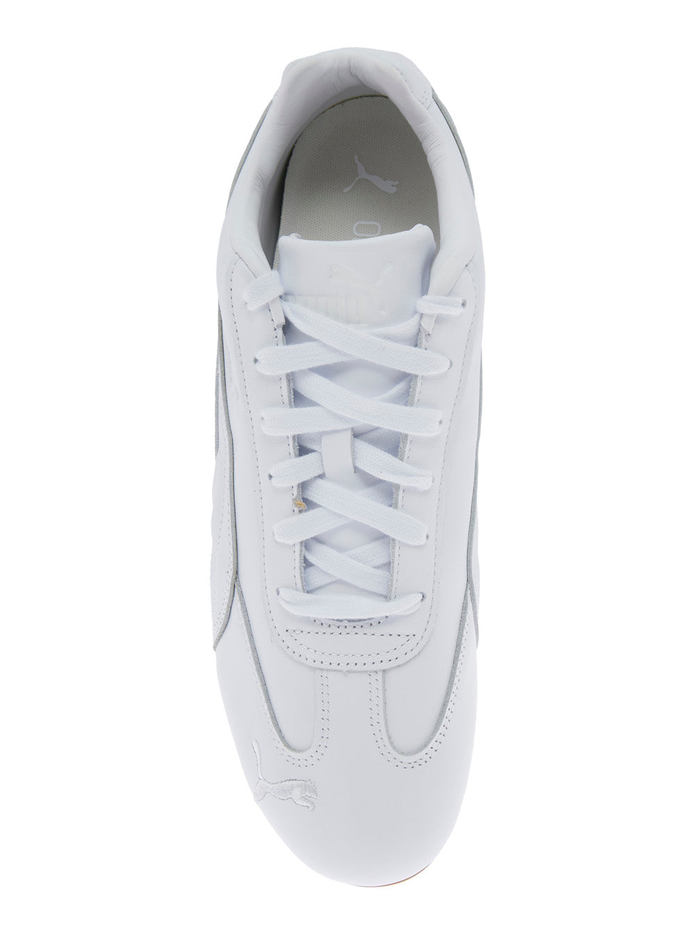 Speedcat White Low Top Sneakers With Embossed Logo On The Tongue And Contrasting Sole Leather Unisex