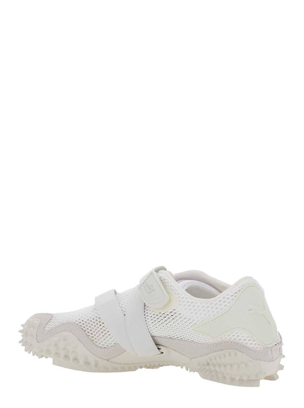 Mostro White Low Top Sneaker with Logo on Heel and Mesh Inserts in Fabric Unisex Textile
