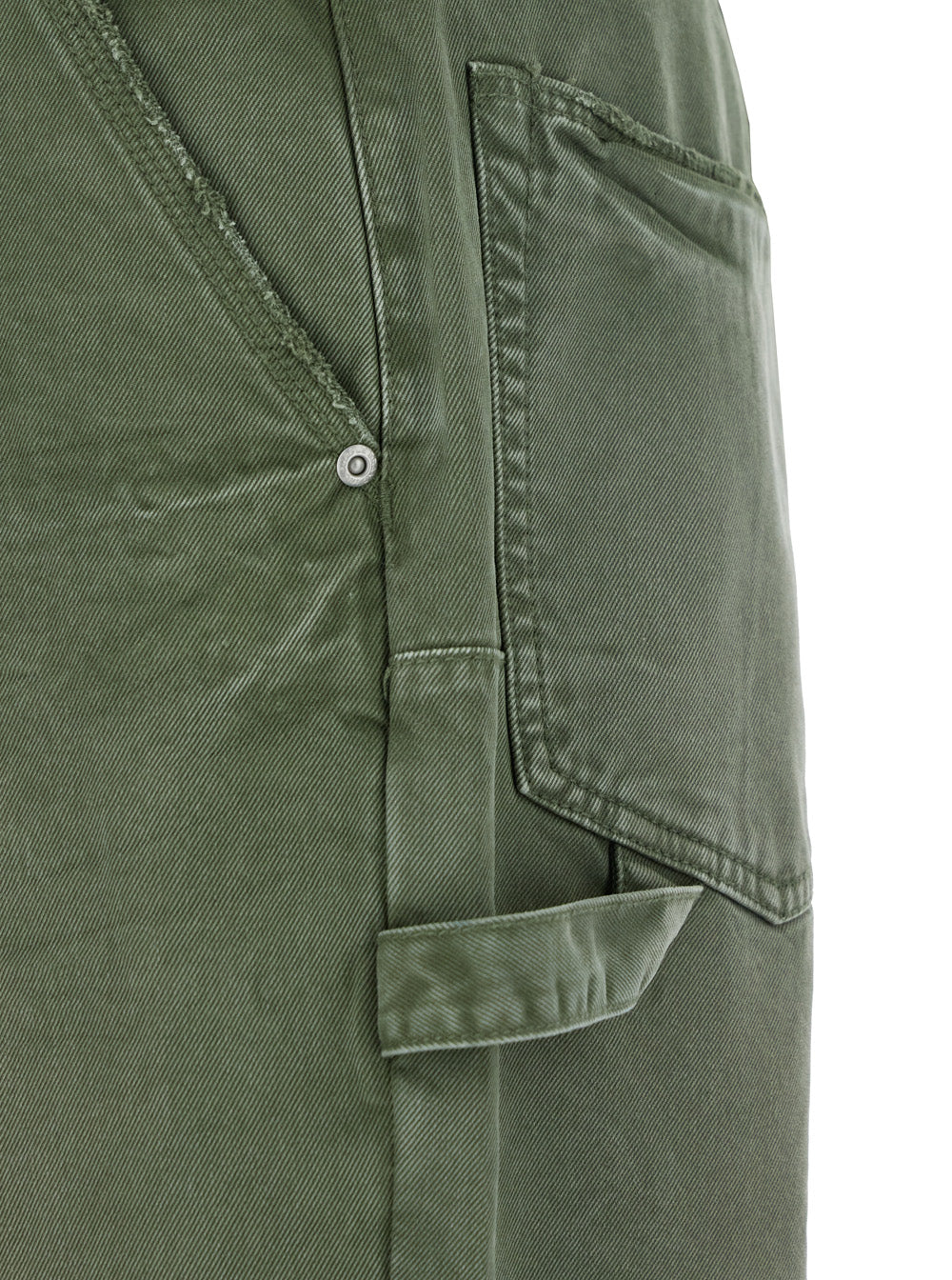 Green Pants with Logo Patch on the Rear and Automatic Buttons in Fabric Man Trousers
