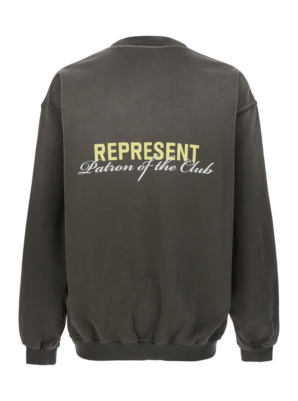 Patron Of The Club Olive Green Crewneck Sweater With Front And Back Logo Print Cotton Man Sweatshirts