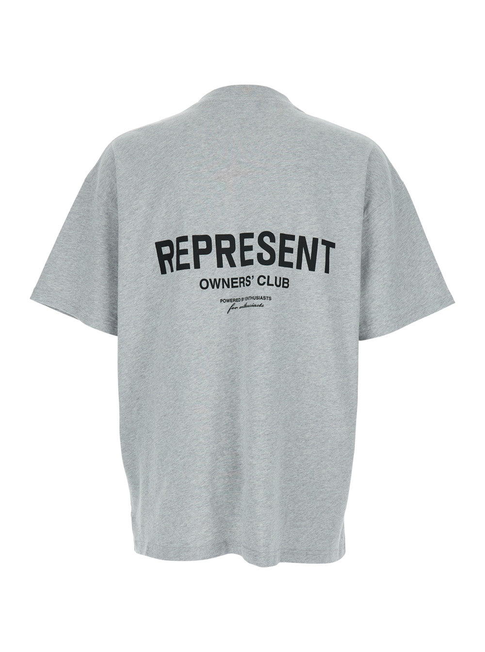 Grey T-Shirt With Logo On The Front And Maxi Back Cotton Man Tshirts Polo Shirts