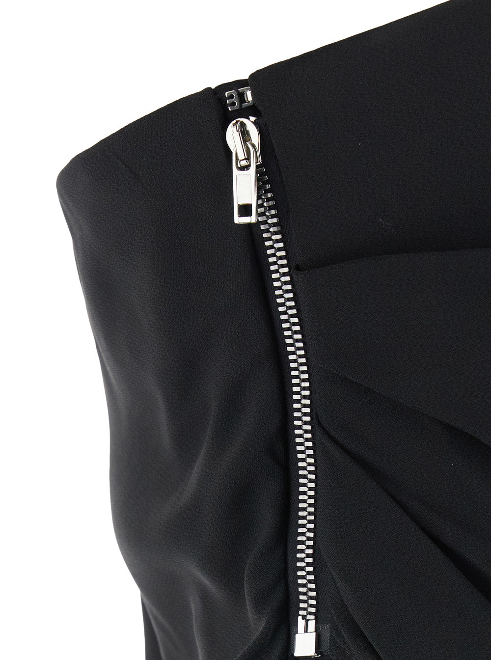 Lido Black Long Dress with Straight Neckline and Asymmetric Design in Viscose Blend Woman Acetate