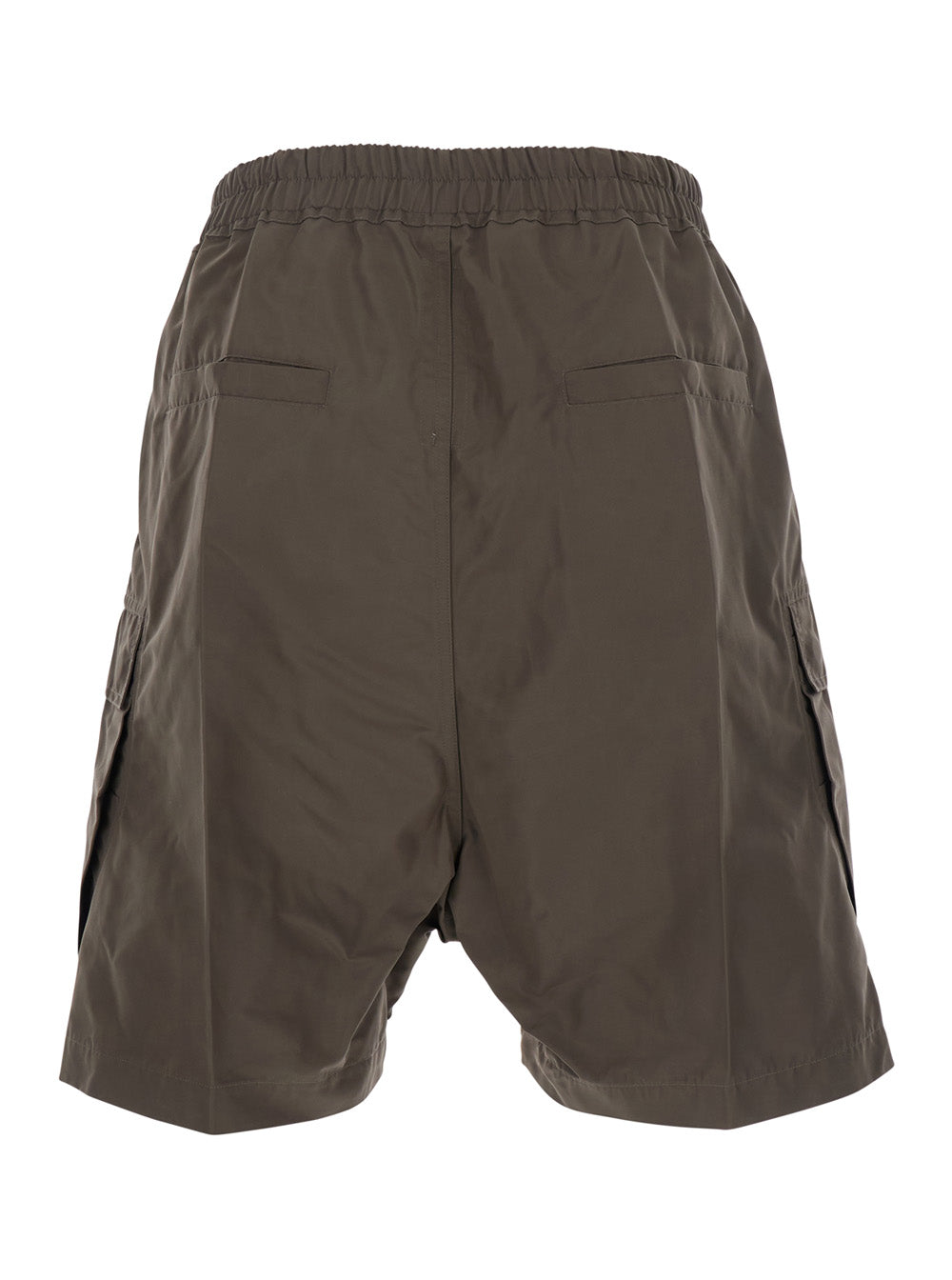 Cargobela Grey Shorts With Elastic Waist Drawstring And Patch Cargo Pockets Cotton Man Polyester Bermuda