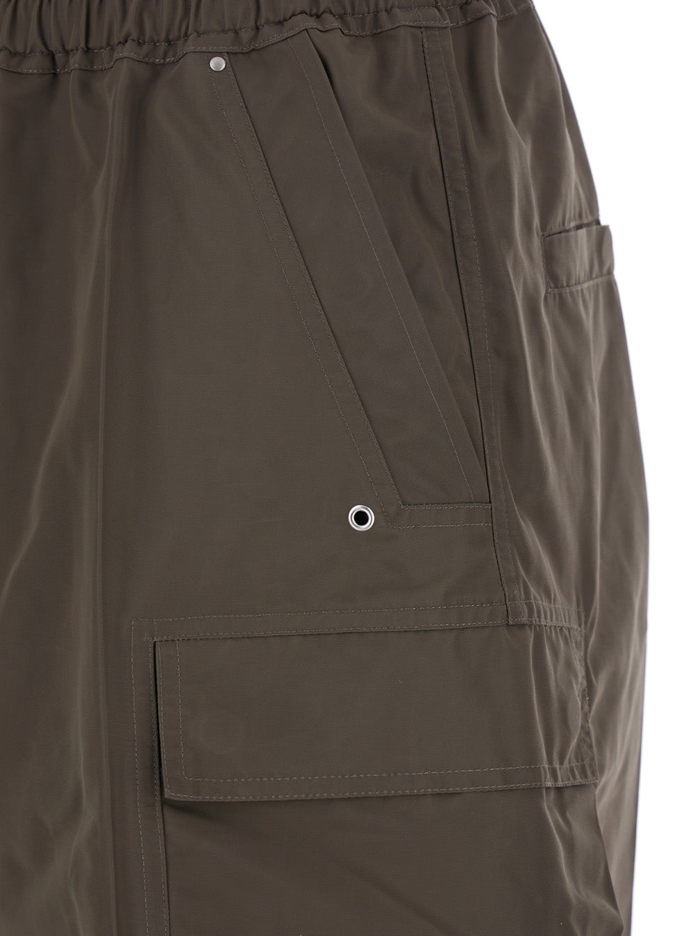 Cargobela Grey Shorts With Elastic Waist Drawstring And Patch Cargo Pockets Cotton Man Polyester Bermuda