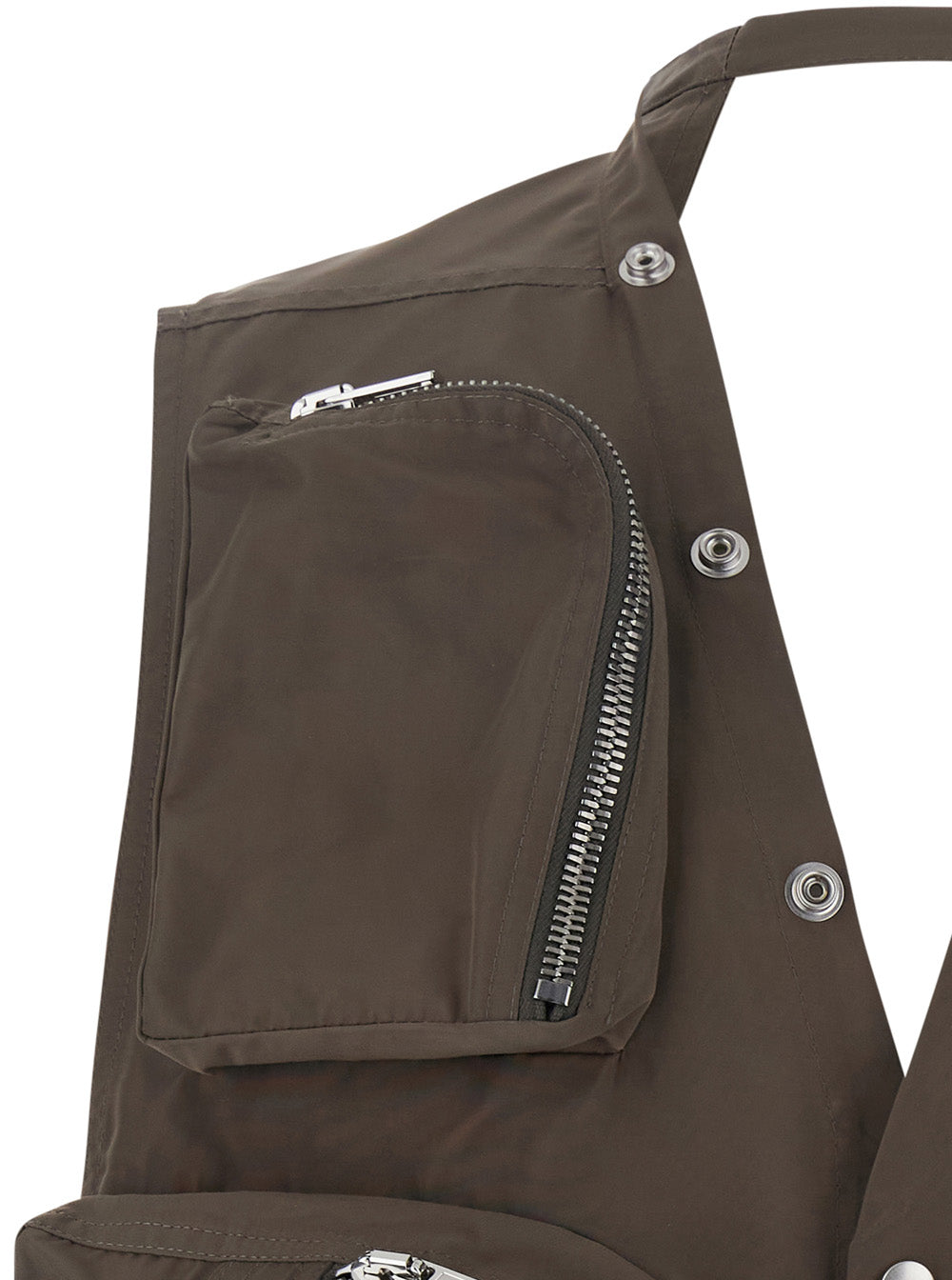 Grey Vest With V-Neck And Cargo Pockets Cotton Man Polyester Blazers
