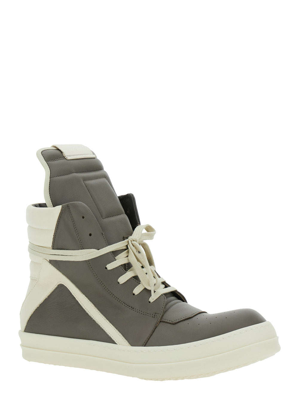 Geobasket Beige Sneakers With Side Zip Leather Man Cow